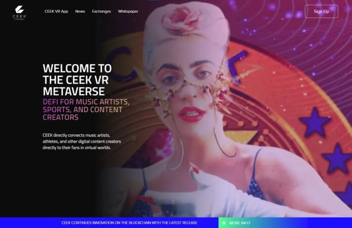 Banner nổi bật đại diện bởi Lady Gaga khi truy cập website ceek.io