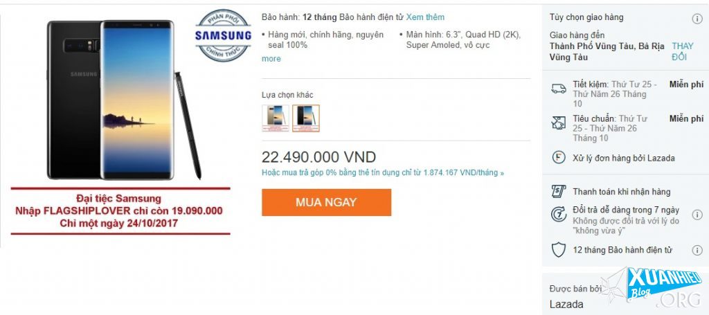 Galaxy Note 8 giá rẻ nhất chỉ 24-10 đại tiệc Samsung - xuanhieu.org