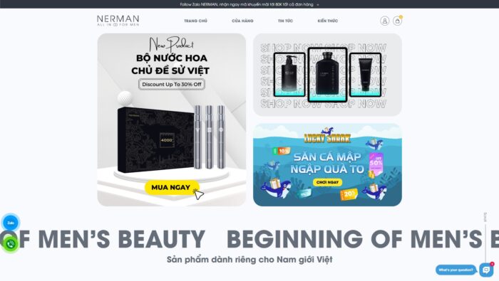 Website của thương hiệu làm đẹp nam giới Nerman