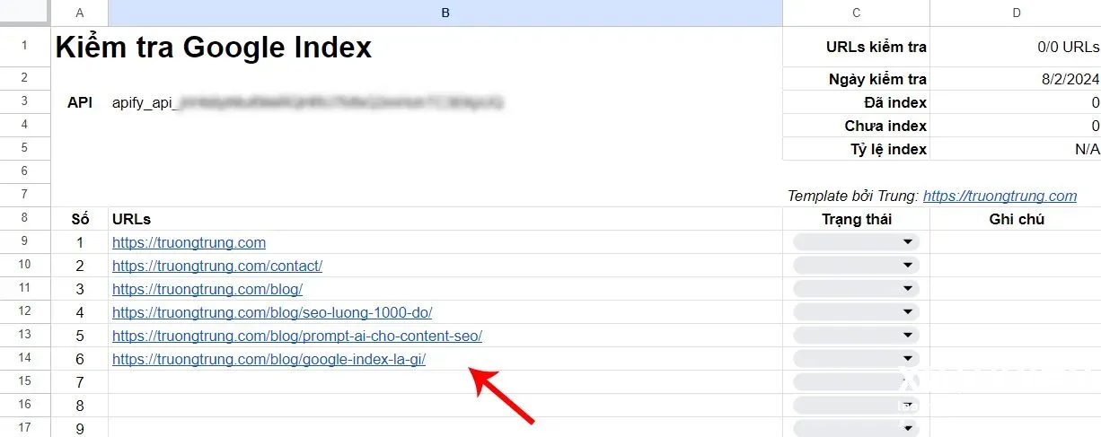 Cách kiểm tra Google index hàng loạt với Google Sheets